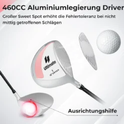 Golf Driver für Damen 460CC Golfschläger aus Aluminium für Rechtshänder mit Schlägerhaube & Graphitschaft