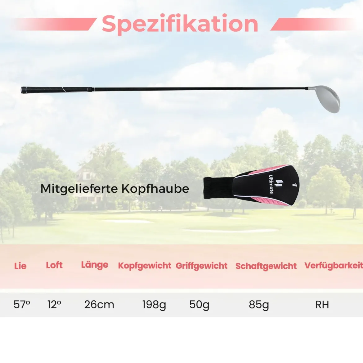 Golf Driver für Damen 460CC Golfschläger aus Aluminium für Rechtshänder mit Schlägerhaube & Graphitschaft