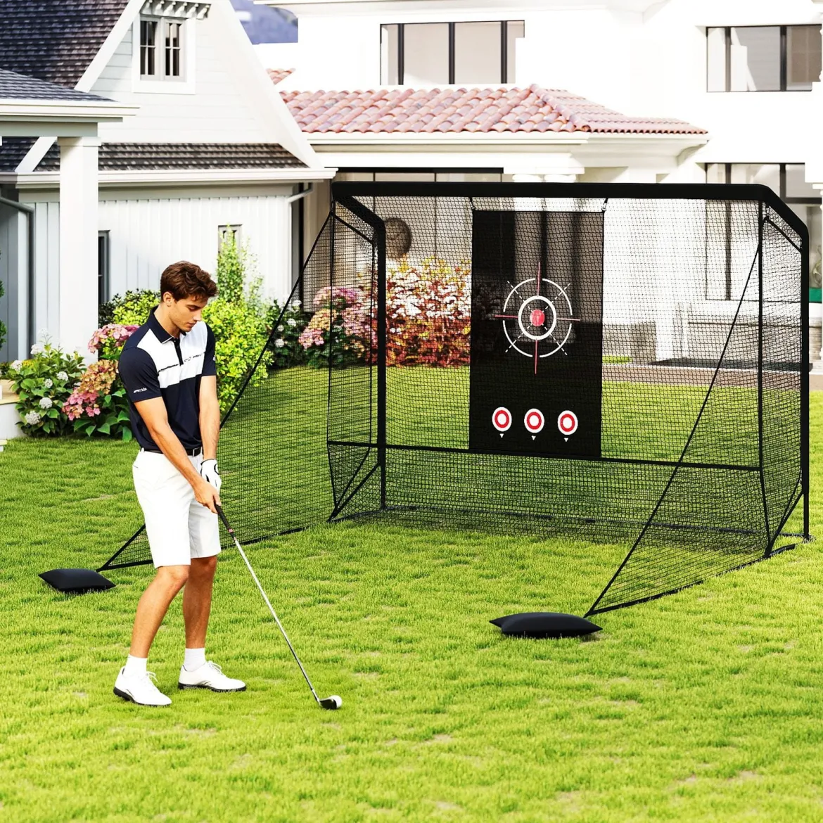 Golfnetz Golf-Übungsnetz mit Zielscheibe klappbaren Seitenteilen & Bodennetz 326 x 305 x 225 cm