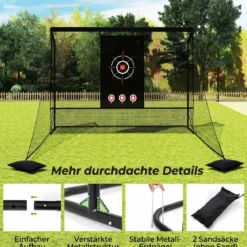 Golfnetz Golf-Übungsnetz mit Zielscheibe klappbaren Seitenteilen & Bodennetz 326 x 305 x 225 cm