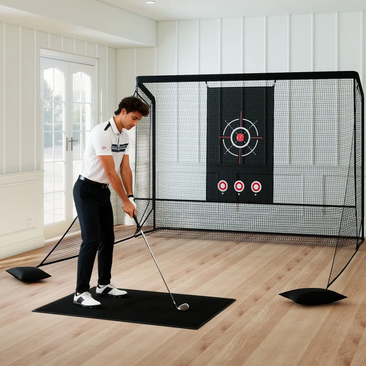 Golfnetz Golf-Übungsnetz mit Zielscheibe klappbaren Seitenteilen & Bodennetz 326 x 305 x 225 cm