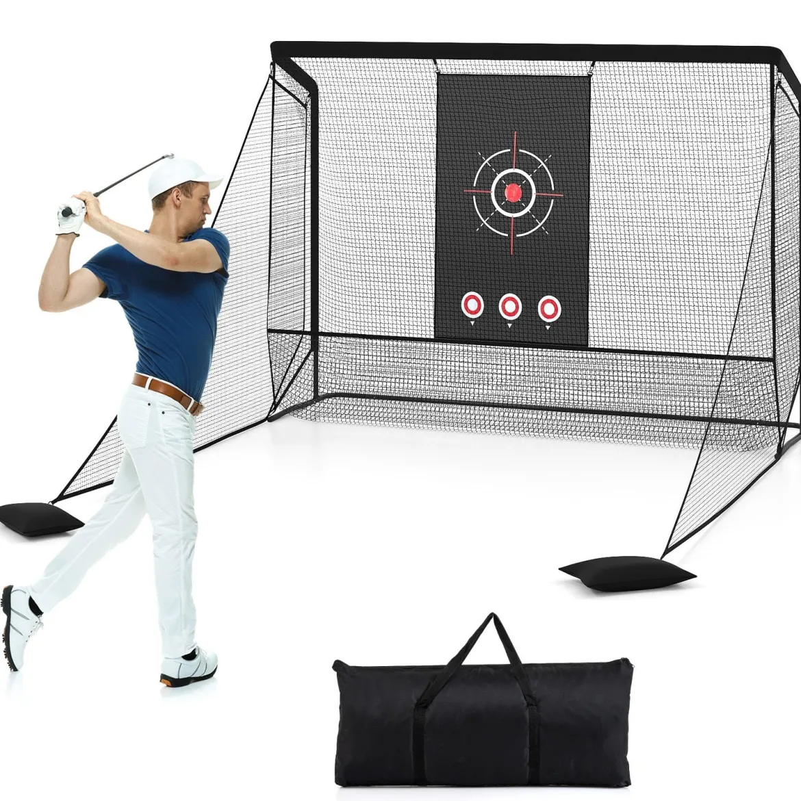 Golfnetz Golf-Übungsnetz mit Zielscheibe klappbaren Seitenteilen & Bodennetz 326 x 305 x 225 cm
