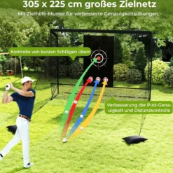 Golfnetz Golf-Übungsnetz mit Zielscheibe klappbaren Seitenteilen & Bodennetz 326 x 305 x 225 cm