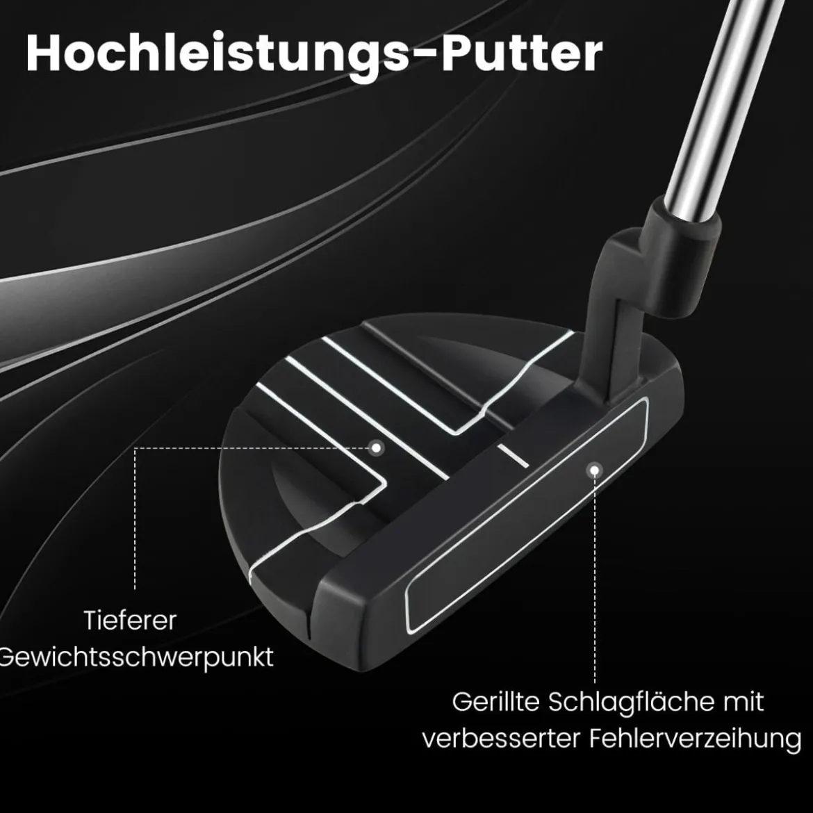Golf Putter 89 cm Mallet-Putter aus Edelstahl mit Edelstahlkopf & Rutschfester Griff