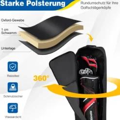 Golf Reisetasche aus Oxford-Gewebe mit Rädern & Schlüssel & Namenskartenhalter Golfbag