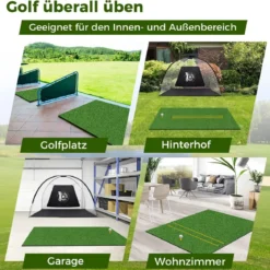 Golf Schlagmatte 2 Gummi Tees & 2 Ausrichtungsstäbe & 6 Abschlagpositionen 152 x 117 cm 27 mm Dicke