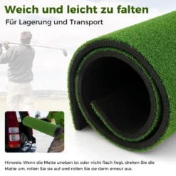 Golf Schlagmatte 2 Gummi Tees & 2 Ausrichtungsstäbe & 6 Abschlagpositionen 152 x 117 cm Dicke 27 mm