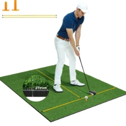 Golf Schlagmatte 2 Gummi Tees & 2 Ausrichtungsstäbe & 6 Abschlagpositionen 152 x 117 cm Dicke 27 mm
