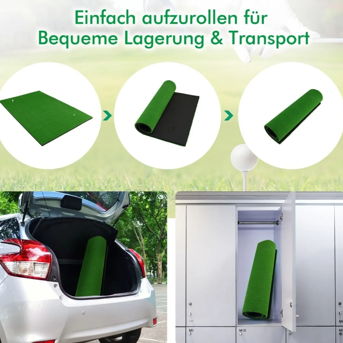 Golf-Schlagmatte Standard-Golf-Übungsmatte mit Echtem Gefühl 1,5 x 1 m Grün