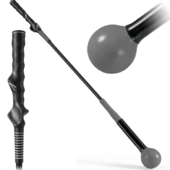 Golfschwungtrainer-Hilfe 80cm Golf Trainingshilfe mit Gewichts-Kopf für Griff Rhythmus Flexibilität Balance Grau