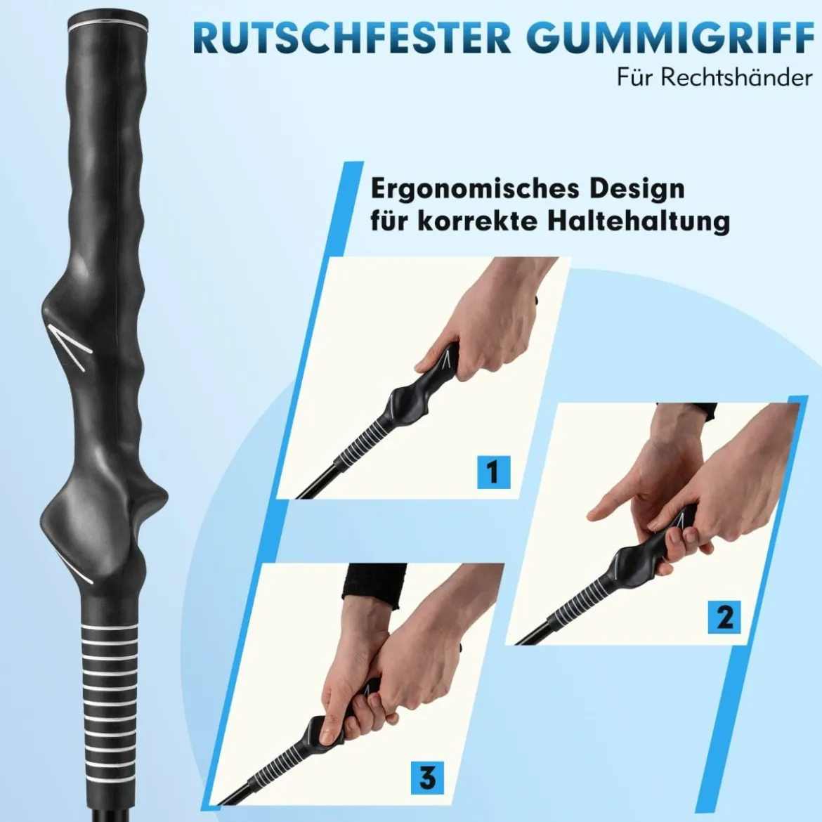 Golfschwungtrainer-Hilfe 80cm Golf Trainingshilfe mit Gewichts-Kopf für Griff Rhythmus Flexibilität Balance Grau