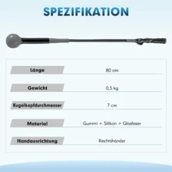 Golfschwungtrainer-Hilfe 80cm Golf Trainingshilfe mit Gewichts-Kopf für Griff Rhythmus Flexibilität Balance Grau