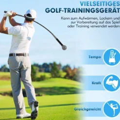 Golfschwungtrainer-Hilfe 100cm Golf Trainingshilfe mit Gewichts-Kopf für Griff Rhythmus Flexibilität Balance Grau
