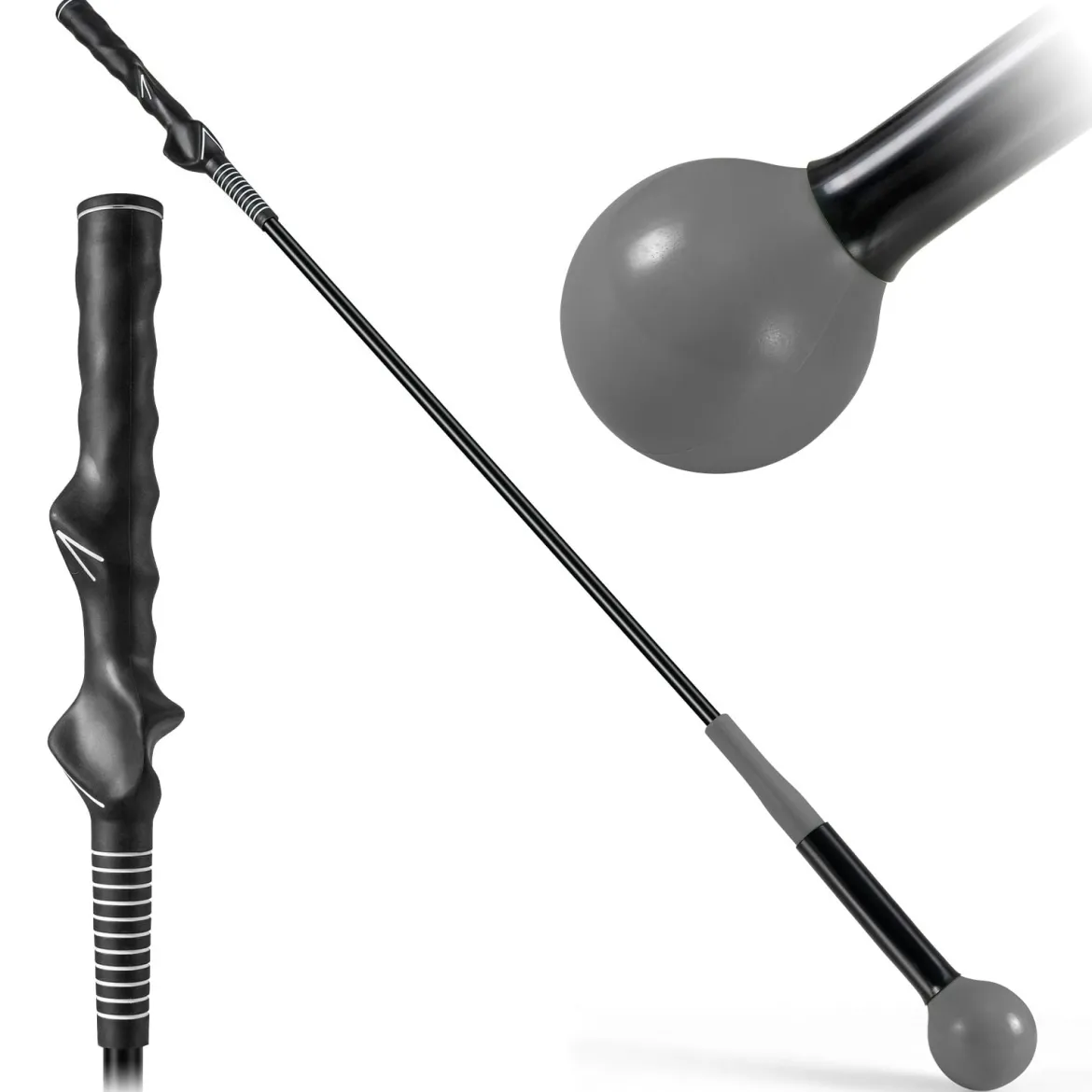 Golfschwungtrainer-Hilfe 100cm Golf Trainingshilfe mit Gewichts-Kopf für Griff Rhythmus Flexibilität Balance Grau
