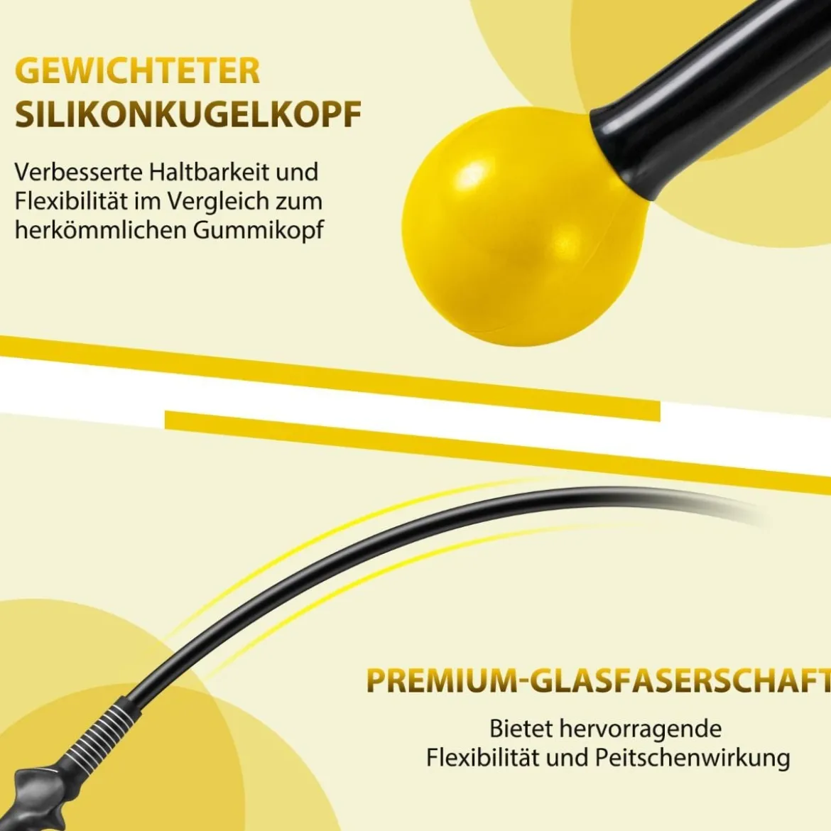 Golfschwungtrainer-Hilfe 100cm Golf Trainingshilfe mit Gewichts-Kopf für Griff Rhythmus Flexibilität Balance Gelb