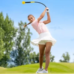 Golfschwungtrainer-Hilfe 80cm Golf Trainingshilfe mit Gewichts-Kopf für Griff Rhythmus Flexibilität Balance Gelb
