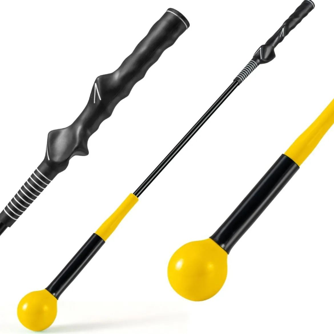 Golfschwungtrainer-Hilfe 80cm Golf Trainingshilfe mit Gewichts-Kopf für Griff Rhythmus Flexibilität Balance Gelb