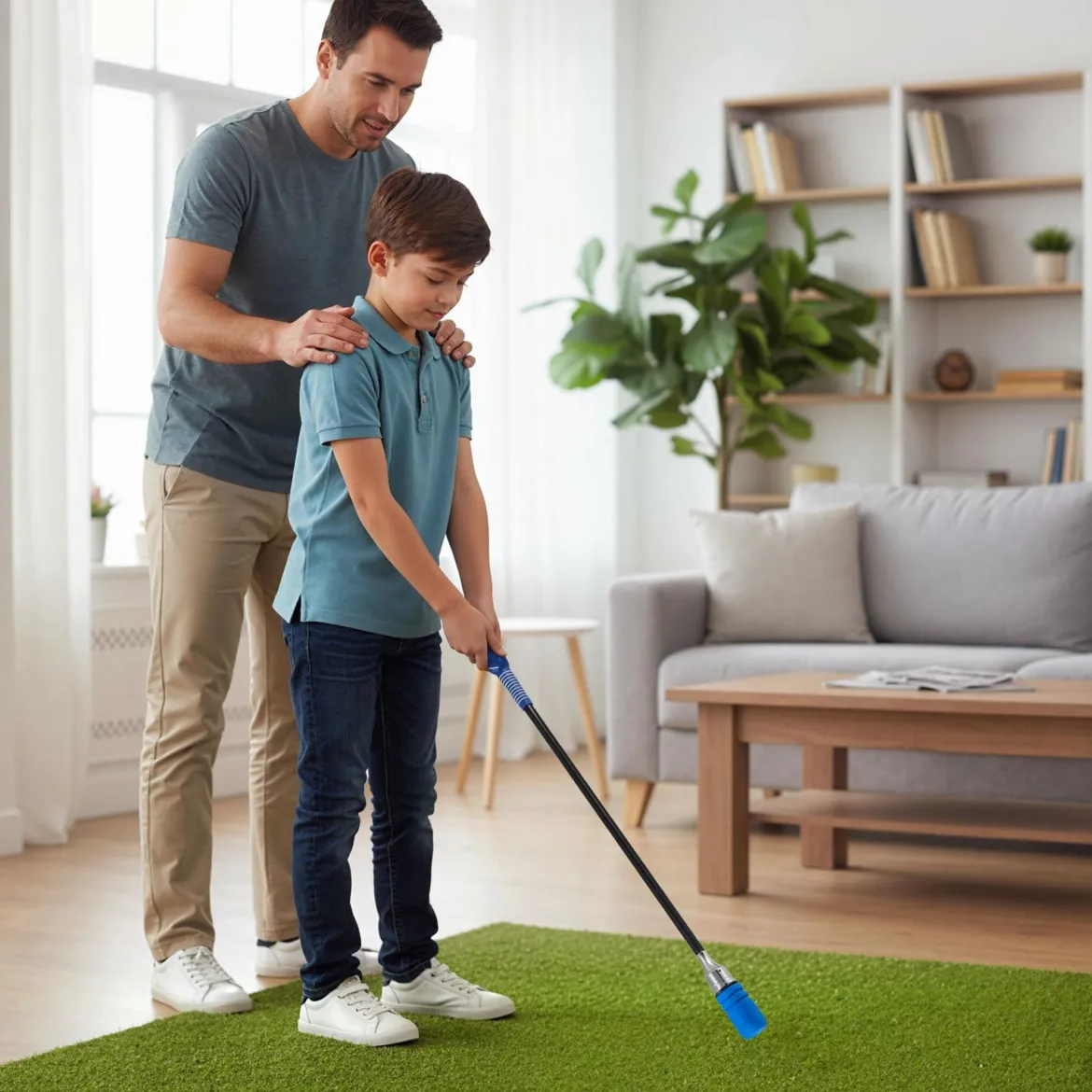 Golf Schwungtrainer mit Rutschfestem Griff Golf-Trainingshilfe Warm-up Übungsgerät Blau
