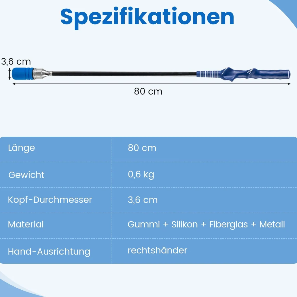 Golf Schwungtrainer mit Rutschfestem Griff Golf-Trainingshilfe Warm-up Übungsgerät Blau