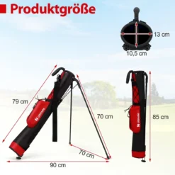 Golf-Standtasche Golfbag mit 2 er Unterteilung & Regenhaube Golftasche leicht mit Schultergurt Rot