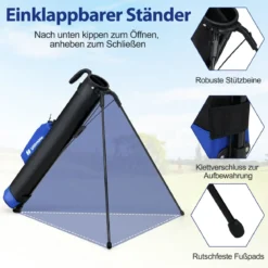 Golf-Standtasche Golfbag mit 2 er Unterteilung & Regenhaube Golftasche leicht mit Schultergurt Blau