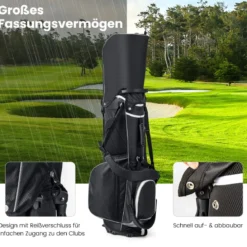Golftasche mit 14-facher Schlägereinteilung & 6 Taschen & Kühltasche & Regenhaube Grau