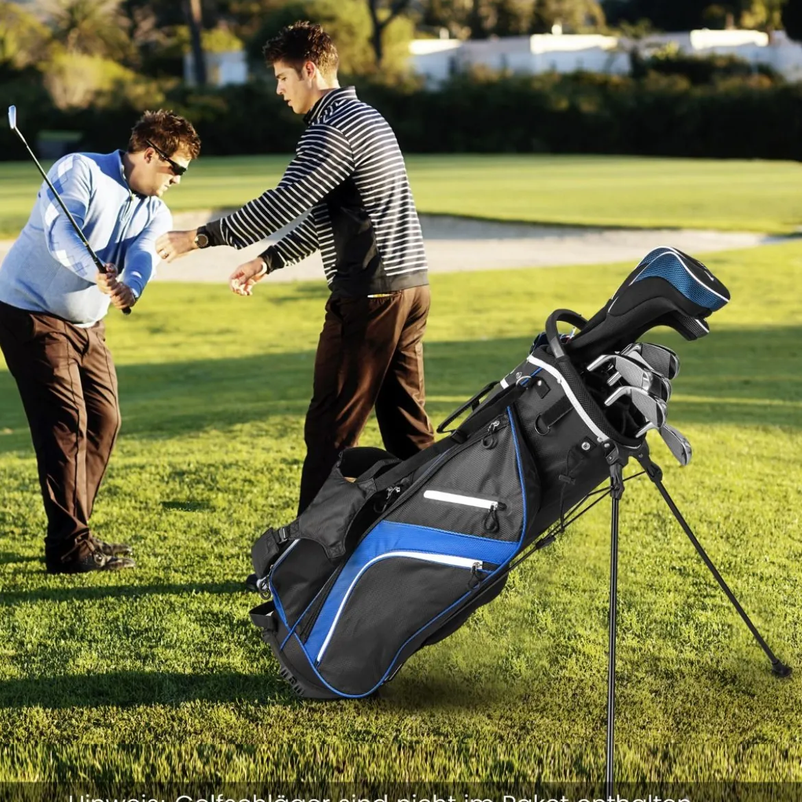Golftasche mit 14-facher Schlägereinteilung & 6 Taschen & Kühltasche & Regenhaube Blau