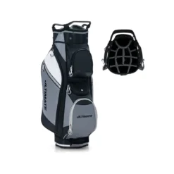 Golftasche mit 14-fach-Unterteilung & Wasserdichter Wertsachentasche Schwarz + Grau