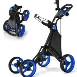 Golf Trolley 4 Rad Golftrolley Golfwagen Golf klappbar Golfcaddy Golf Push Cart aus Aluminum