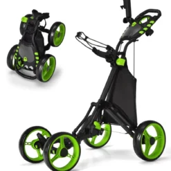 Golf Trolley 4 Rad Golftrolley Golfwagen Golf klappbar Golfcaddy Golf Push Cart aus Aluminum