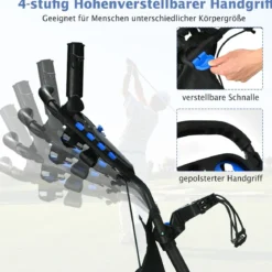 Golf Trolley 4 Rad Golftrolley Golfwagen Golf klappbar Golfcaddy Golf Push Cart aus Aluminum