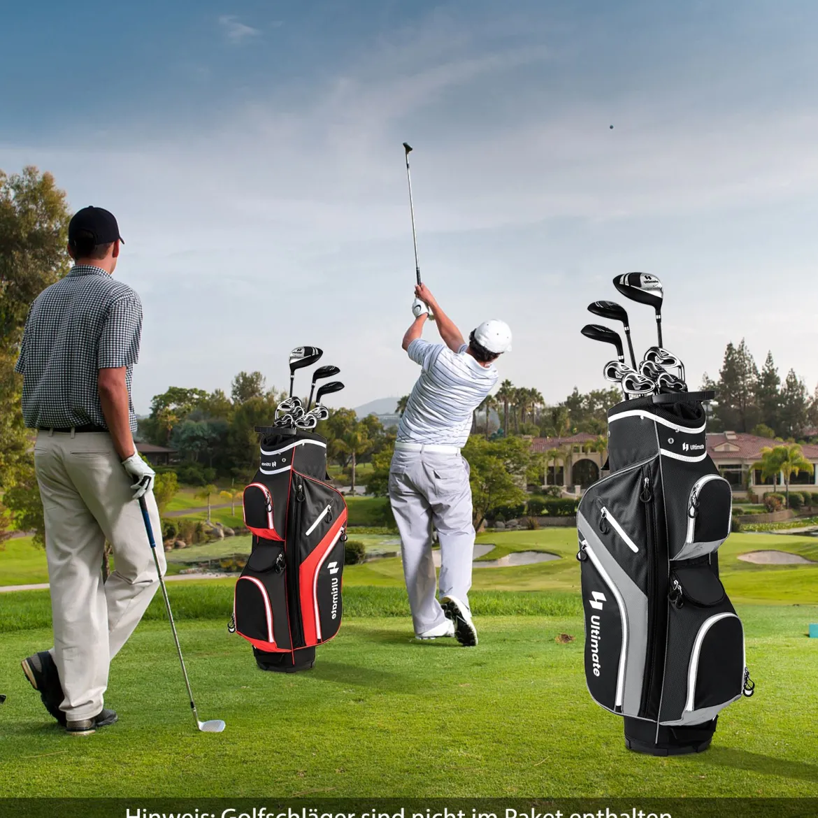 Golf Trolley-Tasche Golfschlägertasche mit 14 Fächern 9 Taschen Kühltasche Schuhfach Grau