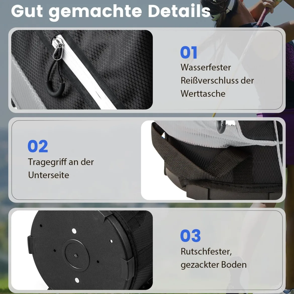 Golf Trolley-Tasche Golfschlägertasche mit 14 Fächern 9 Taschen Kühltasche Schuhfach Grau