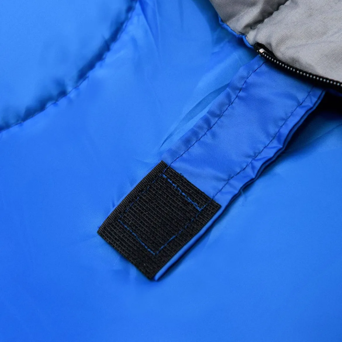 Goplus Doppelschlafsack 2 Personen XL Deckenschlafsack Schlafsack mit 2 Kissen Schwarz/Blau 220 x150 cm