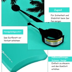 Goplus Sup Board Kinder Bodyboard Surfbrett Surfboard Grün 104 x 52 x 6 cm