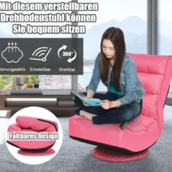 360-Grad-Drehbodenstuhl Bodensessel mit verstellbarer Rückenlehne 59 x 62 x 56 cm