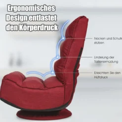 360-Grad-Drehbodenstuhl Bodensessel mit verstellbarer Rückenlehne 59 x 62 x 56 cm