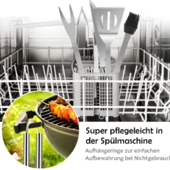 Grillbesteck-Set 5-Teilig im Koffer Grillzubehör Edelstahl 37 x 7 x 13 cm