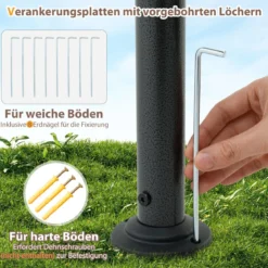 Grillpavillon mit Doppeldach & 2 Seitenregalen & 6 Haken Gartenpavillon BBQ Pavillon 242 x 150 cm Grau/Beige/Braun