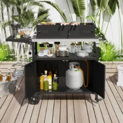 Grillpavillon mit Grillwagen Grillüberdachungen wetterfest Grilltisch Outdoor