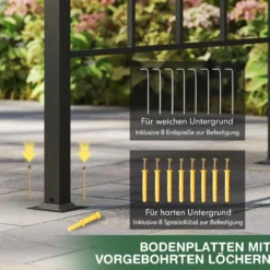 Grillpavillon Outdoor Grillüberdachung mit Seitenregalen Überdachung für Grill Gartenpavillon metall 248 x 150 x 232 cm Schwarz