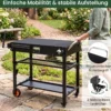 Grillwagen Klappbarer Grilltisch mit 3 Ebenen Unterlage Haken Griff & Rädern 109 x 46 x 87 cm