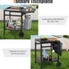 Grillwagen mit Klappbarer Tischplatte & 2 Ablagen & 4 Haken Beweglicher Campingtisch