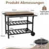 Grillwagen Outdoor Grilltisch auf Rollen Mobiler Pizzatisch mit Koreanischem Holzkohlegrill