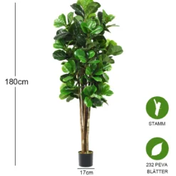 Grünpflanze Dekopflanze 180 cm Künstlicher Feigenbaum Natürlich