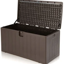 Große Aufbewahrungsbox mit 400 L Kapazität Sonnengeschützte Truhe 127,5 x 64 x 64 cm Braun