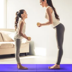 Große faltbare Gymnastikmatten mit Klettverschlüssen und praktischem Griff dicke Yogamatte aus Kunstleder Lila