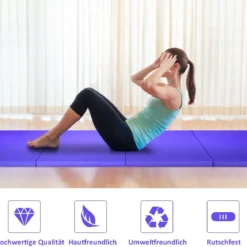 Große faltbare Gymnastikmatten mit Klettverschlüssen und praktischem Griff dicke Yogamatte aus Kunstleder Lila