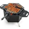 großer Holzkohlegrill mit 360° drehbarem Grill 2 in 1 Feuerschale 77 x 74 x 38 cm