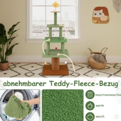 Großer Weihnachtlicher Kratzbaum für Wohnungskatzen 162 cm Niedlicher Katzenturm Grün